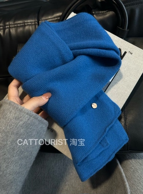 CAT TOURIST秋冬氛围感100%羊毛围巾女韩系加厚保暖针织毛线围脖