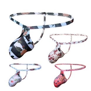 蕾丝透气透明男士丁字裤性感丝袜男双丁内裤象鼻JJ套男后空内裤