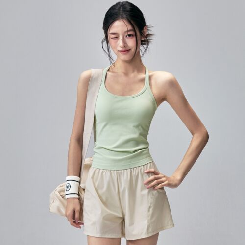 工字美背瑜伽服背心带胸垫运动内衣弹力显瘦健身上衣跑步内衣外穿