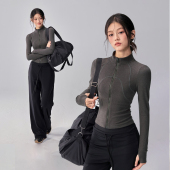 秋冬立领德绒瑜伽服外套紧身显瘦普拉提跑步长袖 运动上衣 专业修身