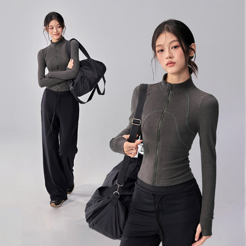 秋冬立领德绒瑜伽服外套