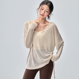 显瘦 女专业普拉提训练T健身上衣瑜伽服长袖 秋冬新款 宽松运动罩衫