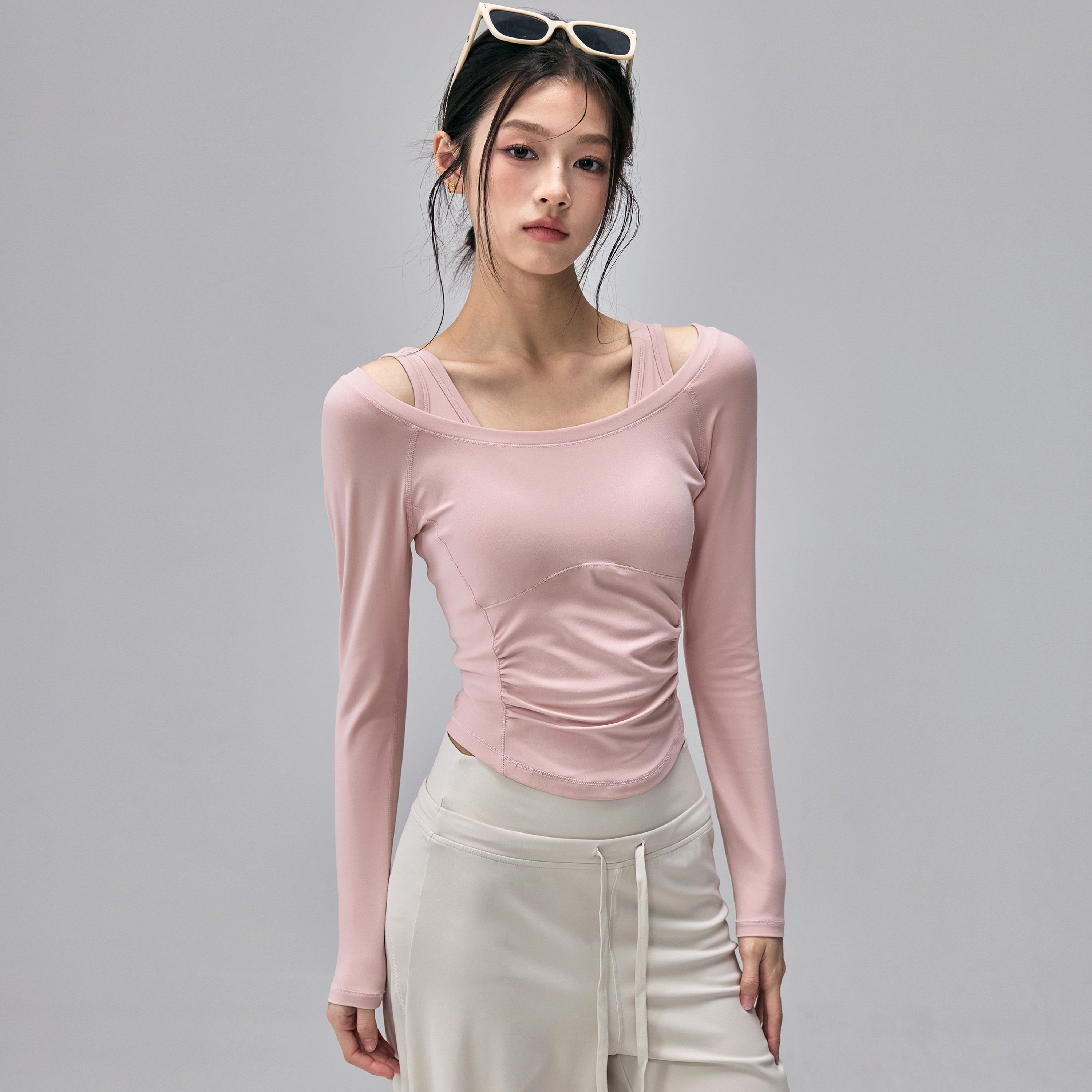 瑜伽服长袖两件套修身显瘦运动上衣普拉提训练T外穿跑步健身衣新,运动/瑜伽/健身/球迷用品,瑜伽t恤,淘宝优惠券,粉丝福利购,淘宝优惠卷