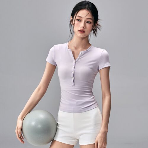 夏季瑜伽服短袖运动T恤弹力显瘦