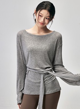 宽松瑜伽服长袖女遮肉显瘦运动罩衫外穿普拉提训练上衣健身T恤秋