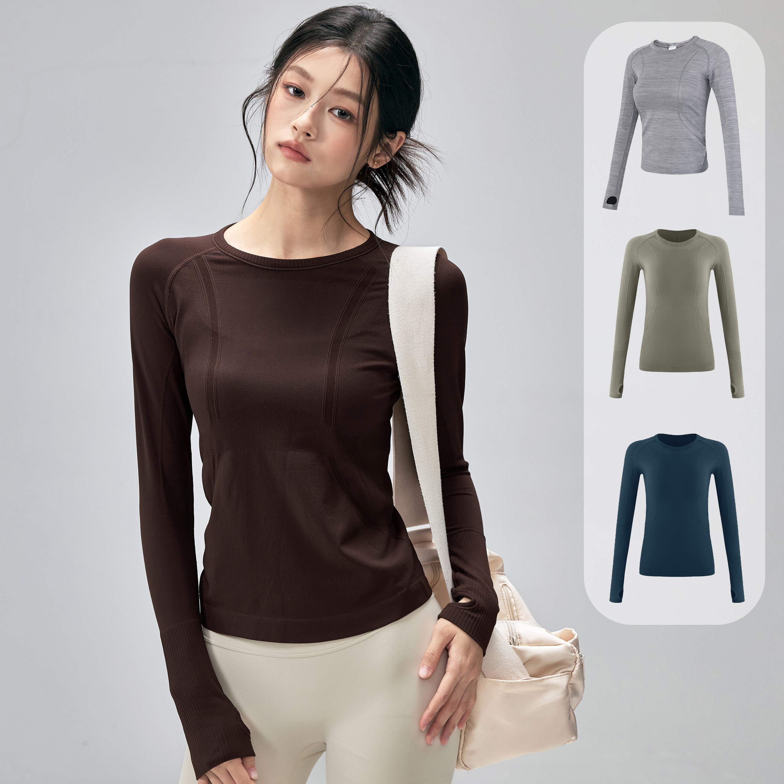 秋冬款瑜伽服长袖女修身显瘦运动上衣外穿跑步普拉提训练健身T恤,运动服/休闲服装,健身衣,淘宝优惠券,粉丝福利购,淘宝优惠卷