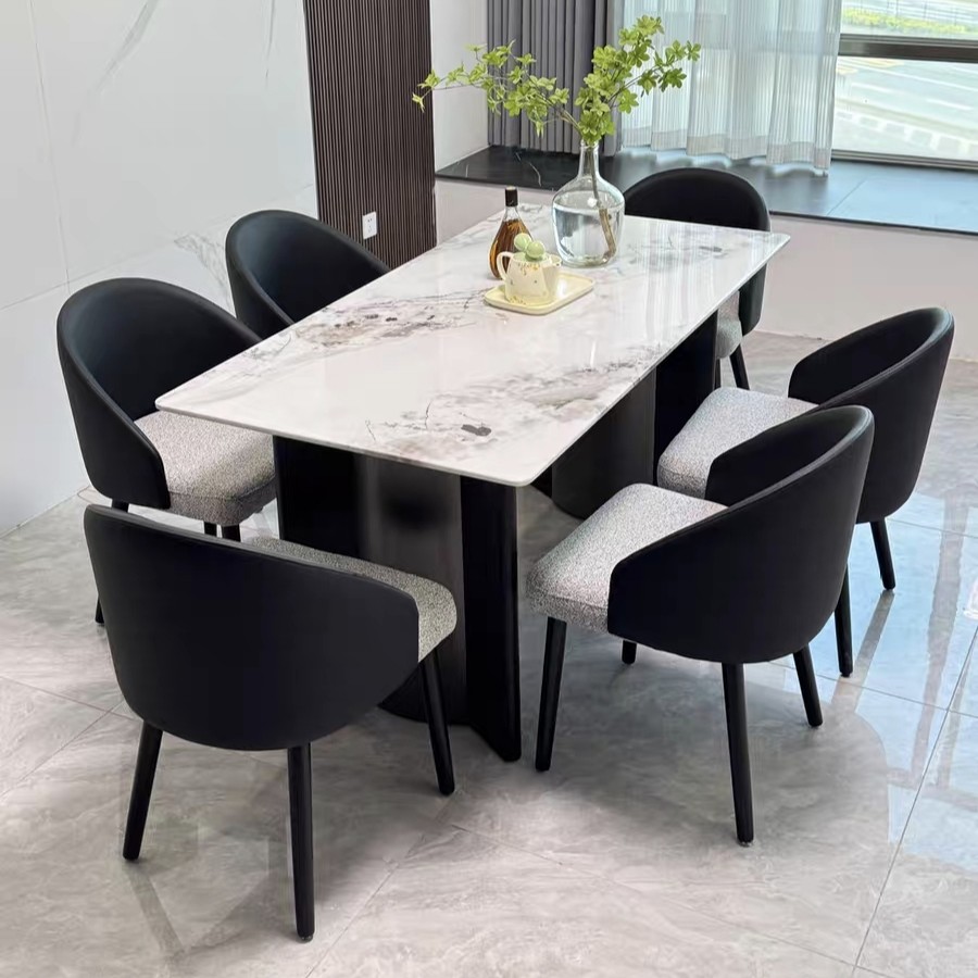 北欧轻奢大理石餐桌椅组合极简约现代家用高级感长方形大理石餐桌,住宅家具,大理石餐桌,淘宝优惠券,粉丝福利购,淘宝优惠卷