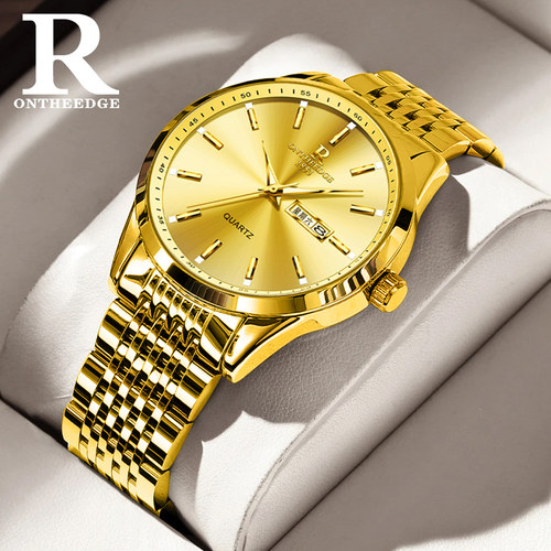 正品金表手表男款名牌玫瑰金