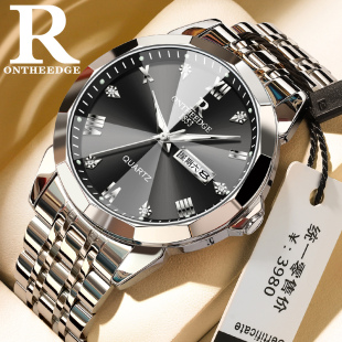 品牌简约钢带夜光石英表 机械表全自动腕表正品 瑞之缘男士 手表男款