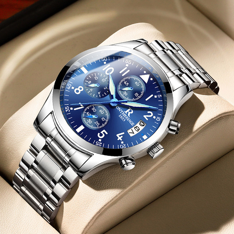 瑞士运动时尚夜光钢带机械手表