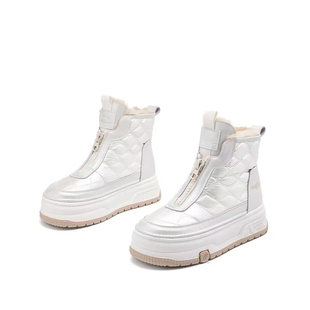 兔毛加绒跟高5CM 保暖东北雪地靴2024冬季新款百搭断码时尚短靴女