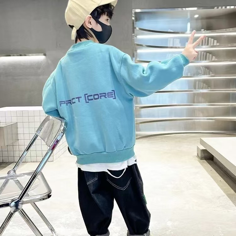 儿童卫衣男童中大童加绒秋季保暖上衣韩版秋冬潮流时尚冬季打底衫