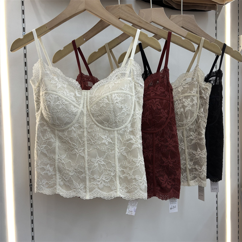 网红性感雷丝美背吊带一体杯