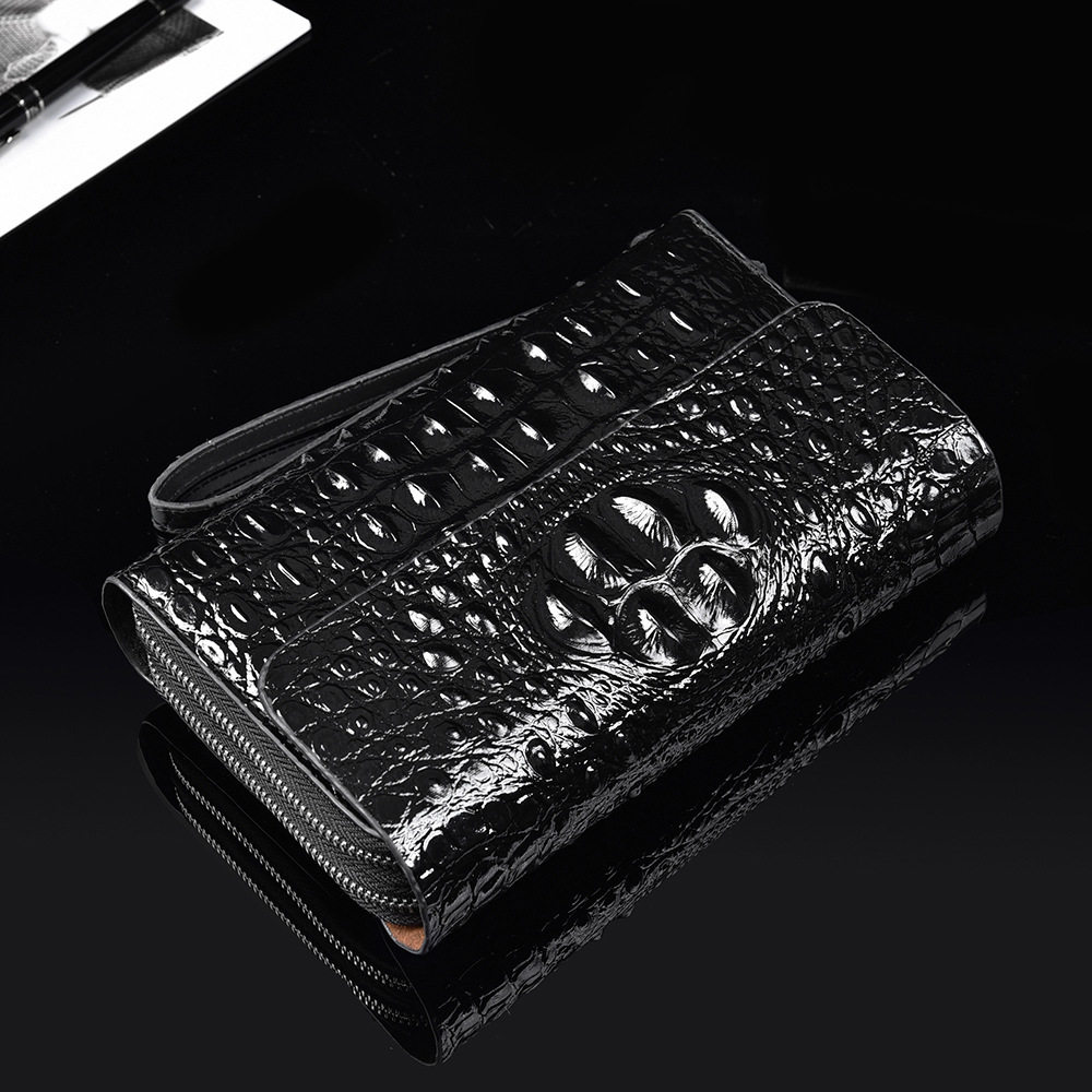 新款男高档鳄鱼纹手拿包高级感商务手抓包大容量时尚多隔层小手包