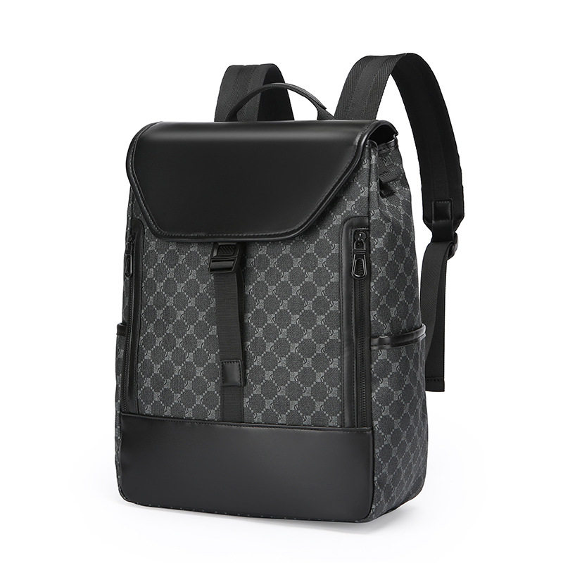 仅亏一天真皮新款麦克袋鼠双肩包男士休闲背包大容量电脑包欧美潮