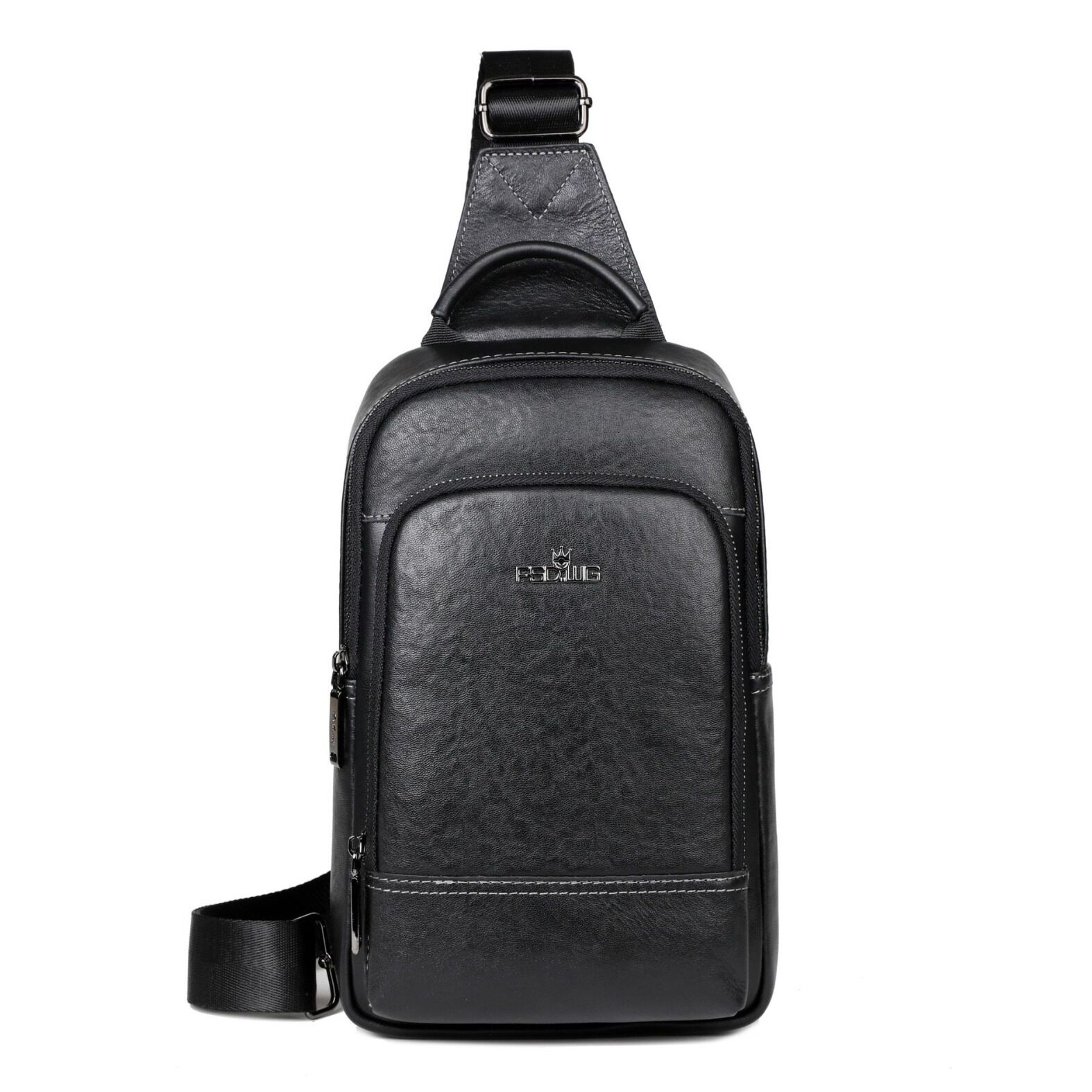 2024男士胸包休闲单肩包软皮斜挎包潮流韩版男包时尚胸前包托特包