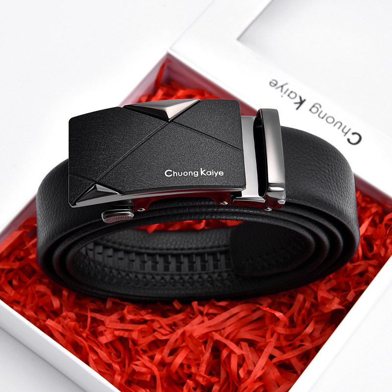 新款 ChuongKaiye腰带商务高档皮带真皮自动扣裤袋纯牛皮男士礼物