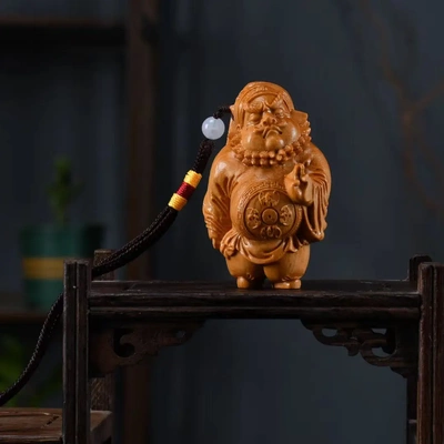 崖柏木雕钟馗小摆件挂件文玩