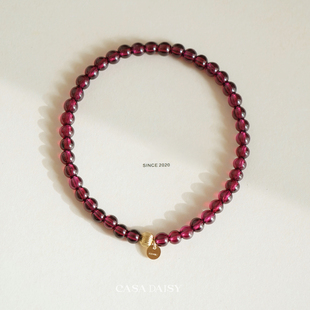 「熠光」原创天然特级紫牙乌石榴石手串女小众叠戴14k包金手链秋