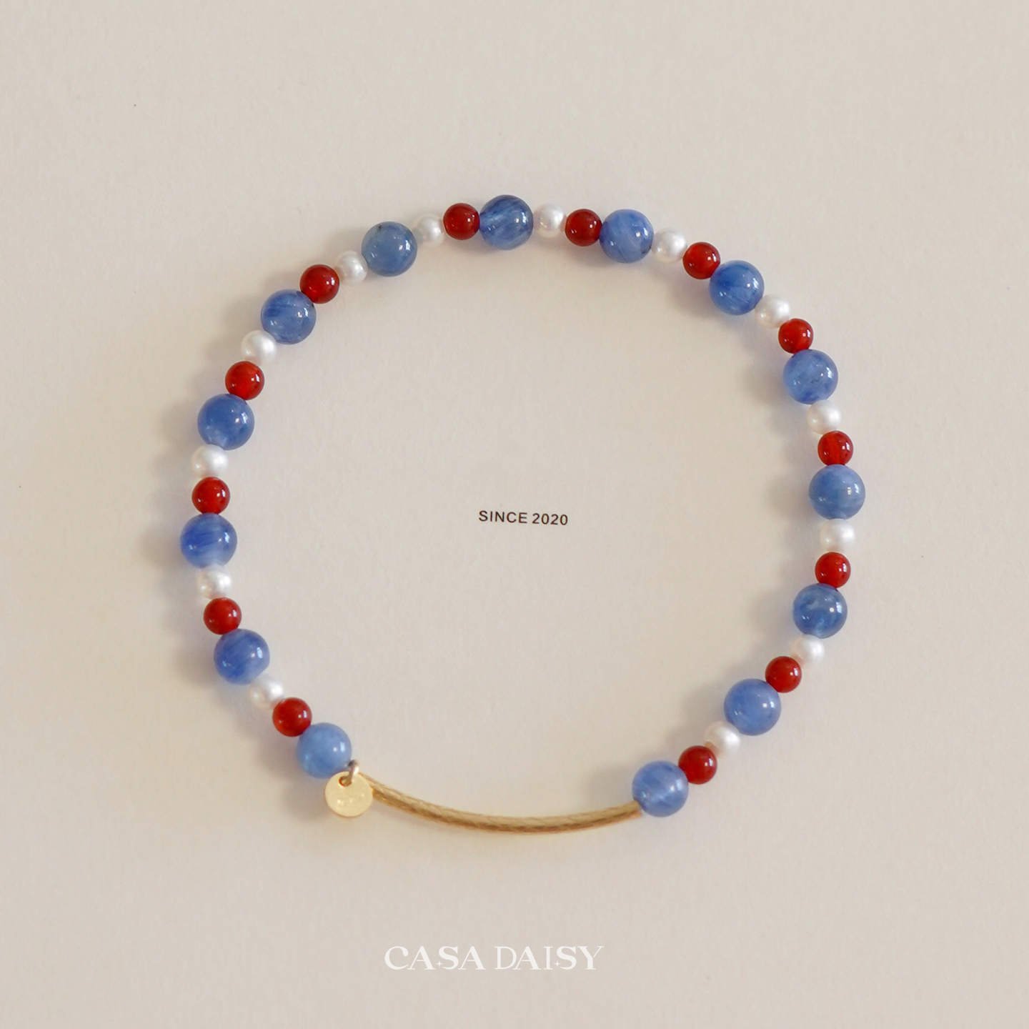 「绯」原创天然蓝晶石玛瑙珍珠手链女小众设计高级感叠戴手串礼物