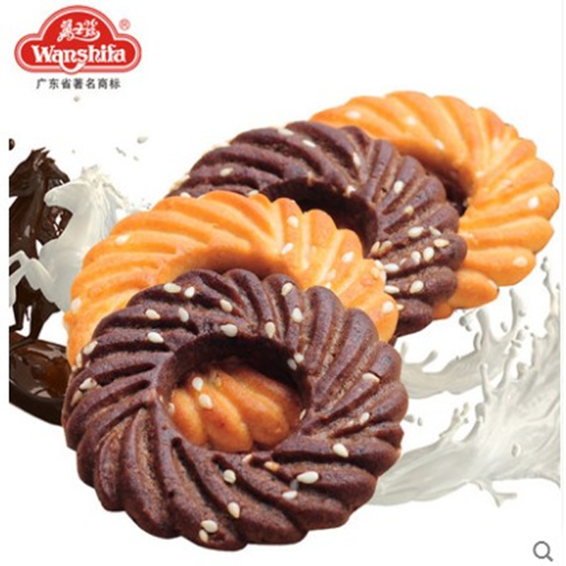 万士发通心酥168g芝麻巧克力饼干商场热卖办公零食品早餐点心促销
