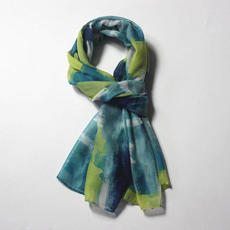 清仓，春秋新品女士绿色长款薄围巾百搭气质显白减龄柔软薄纱巾