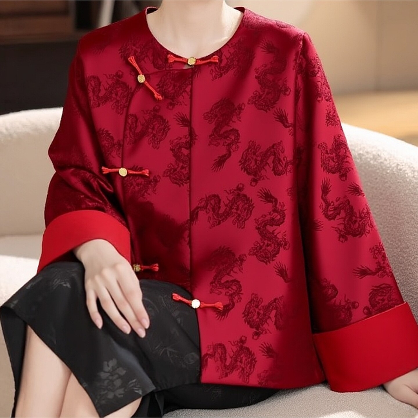 喜婆婆中年妈妈新年高端衬衫大码大码内搭