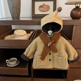 【现货】森系精灵!2025原创女宝宝韩系呢子大衣夹棉加厚洋气外套
