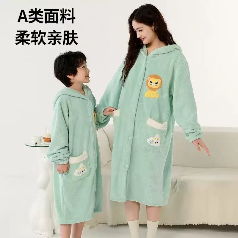 儿童长袖斗篷浴袍式浴巾洗澡游泳