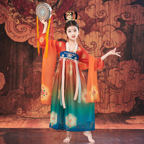 女童敦煌飞天汉服舞蹈演出服