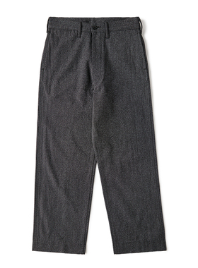 恶犬BRONSON梭织赤耳胡椒盐麻灰色长裤 高腰直筒阔腿休闲工装裤子