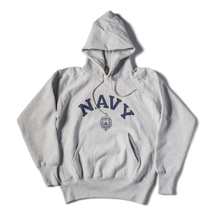 浅灰色重磅连帽卫衣 预科生 横纹毛圈帽 NAVY 瑕疵B品