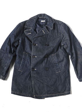 日本东洋 SUGARCANE 二手平纹牛仔布740 海军USN PEA COAT夹克