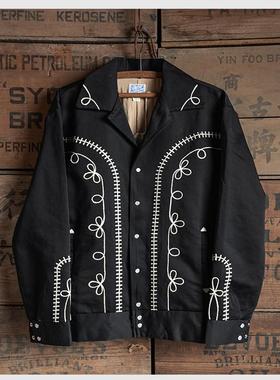 Non Stock Bolero西部刺绣黑色音乐家夹克Rockabilly复古绣花外套