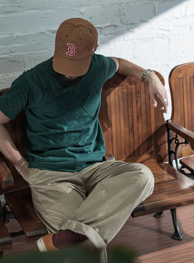 恶犬BRONSON老式织机重磅圆筒纯棉口袋T恤TOMPINKS短袖素色TEE