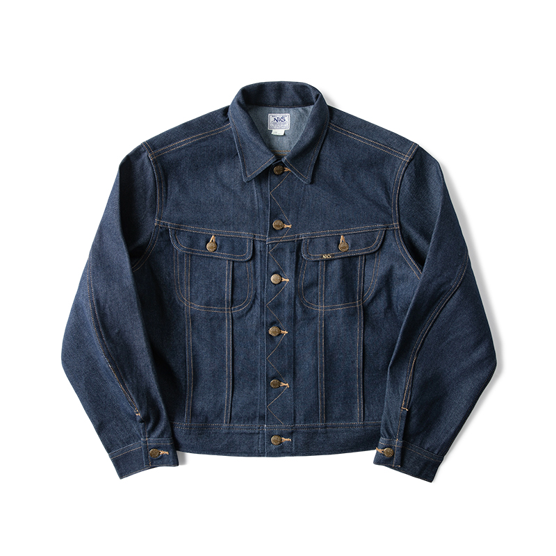 原色左斜防缩丹宁短款牛仔夹克