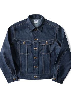 NON STOCK FLYERS原色左斜防缩丹宁101J短款牛仔夹克复古骑士外套