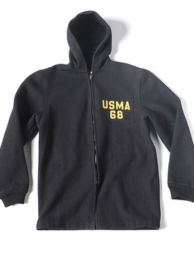 1960s USMA 军事学院预科生羊毛呢大衣  连帽派克服 S码