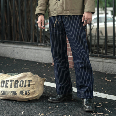 复古工装裤可乐条纹机修工作裤