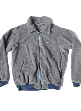 80-90s vintage美产古着patagonia Fleece灰色拉链摇粒绒夹克