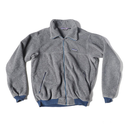 80-90s vintage美产古着patagonia Fleece灰色拉链摇粒绒夹克