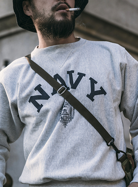 恶犬BRONSON NAVY 重磅横纹海军预备队卫衣 男士加厚毛圈运动衫