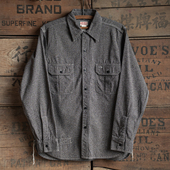 恶犬BRONSON胡椒盐风箱口袋工装 衬衫 1930s复古三本针工作衬衣咔叽