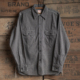 恶犬BRONSON胡椒盐风箱口袋工装 衬衫 1930s复古三本针工作衬衣咔叽