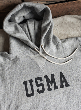 恶犬BRONSON横纹编织套头卫衣连帽衫Reverse Weave麻灰USMA运动衫