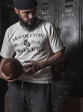 恶犬BRONSON拳击手插肩袖体能训练短袖T恤BOXING男士重磅竹节棉T