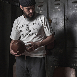 恶犬BRONSON拳击手插肩袖体能训练短袖T恤BOXING男士重磅竹节棉T