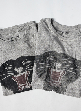 瑕疵B品 CCC 豹猫  602连队 麻灰色短袖T恤 轻薄棒球衫