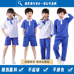 深圳校服小学生夏季男女短袖纯棉T恤夏装长裤短裤速干冰感棉套装