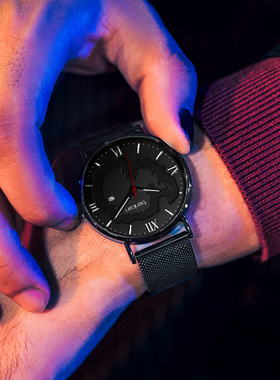 benken手表男学生潮流时尚石英表男士手表新款夜光7145MQ